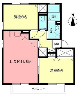 グレースなしの木 202号室 間取り