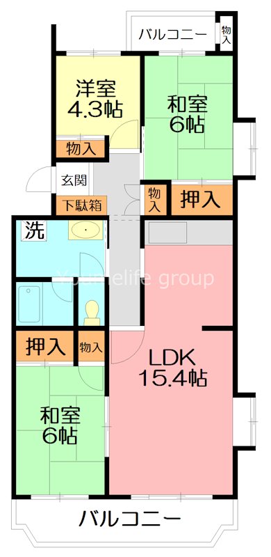 そりだハイツ陽だまりテラス　7号棟 751号室 間取り
