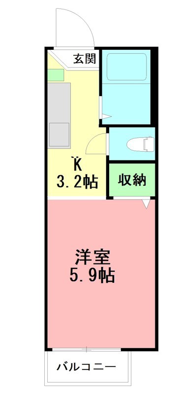 シャングリラ善行 208号室 間取り