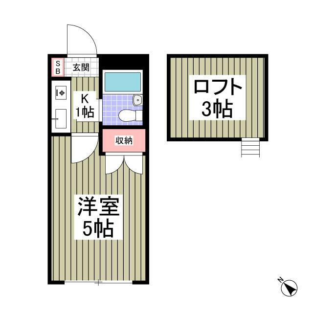 リモード本厚木Ｂ棟 105号室 間取り