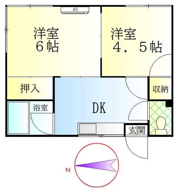グリーンハイツ 102号室 間取り