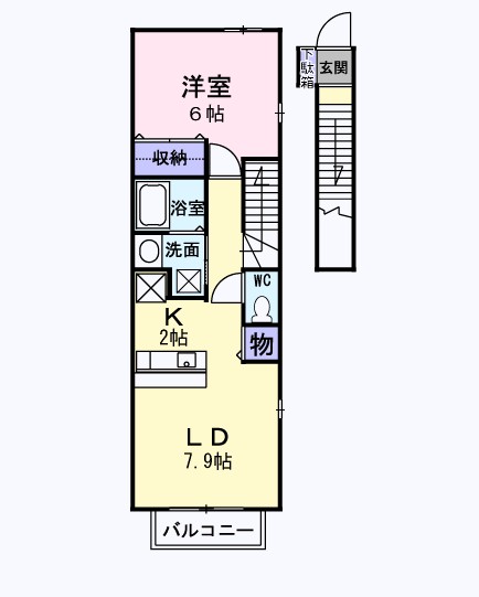 フォンテーヌ 201号室 間取り