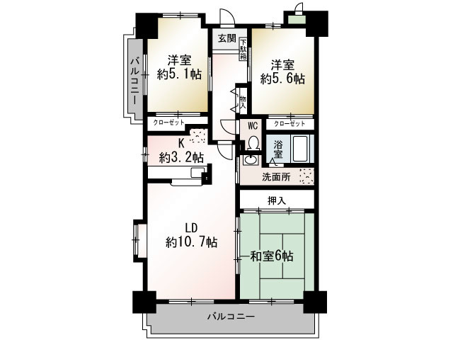 オーバーヒルズ弐番館 605号室 間取り