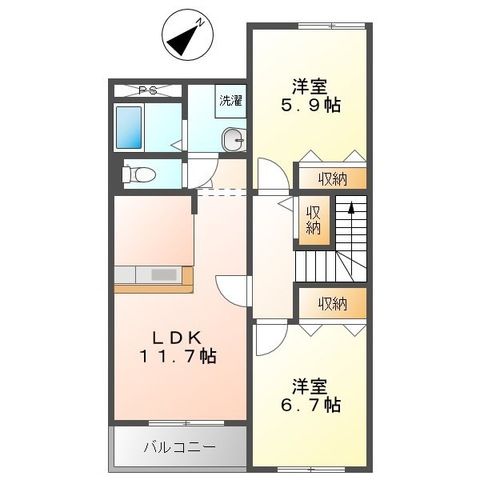 ドミール・ソレイユ 202号室 間取り