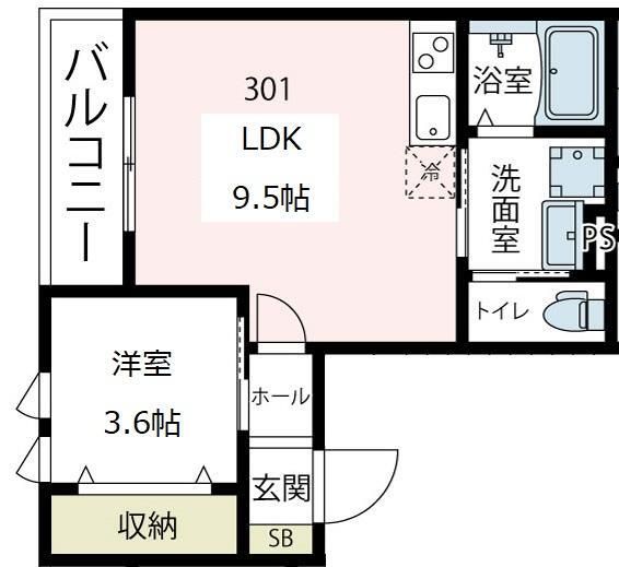 Viola.KⅡ 301号室 間取り