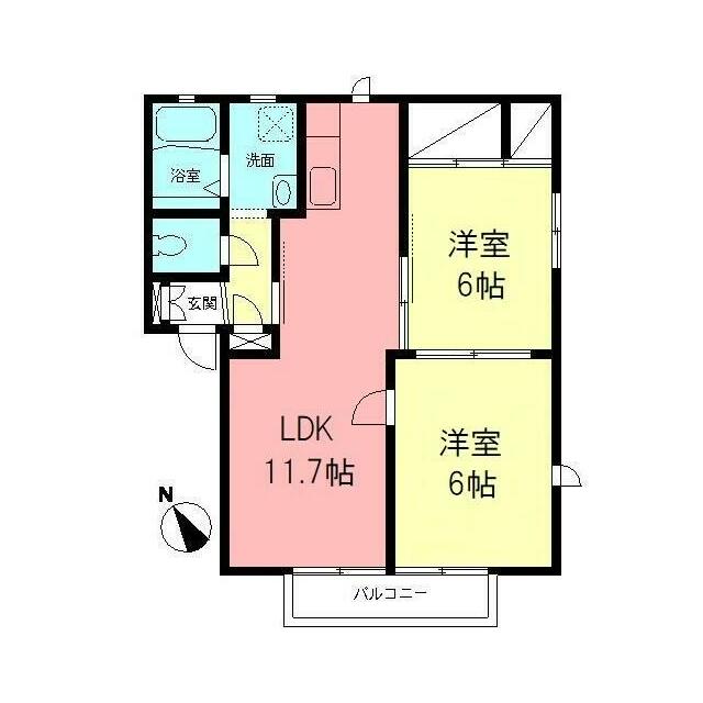 ルミエール蛍田Ｂ 202号室 間取り