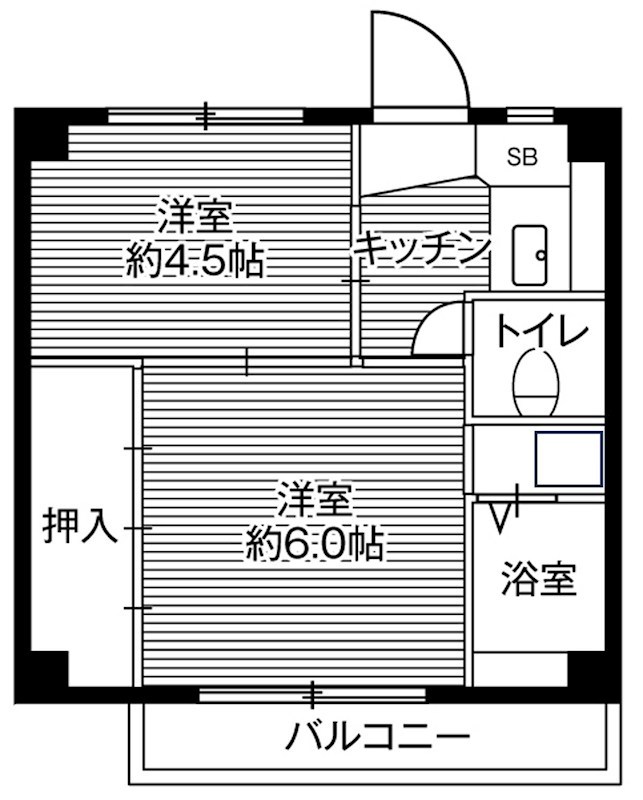 ビレッジハウス亀井野4号棟 207号室 間取り