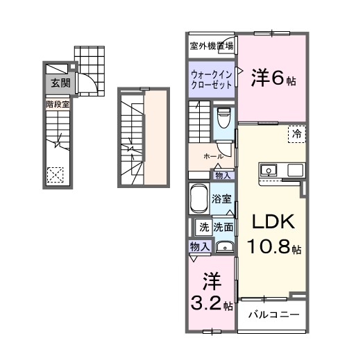 プリティーマーメイド 303号室 間取り