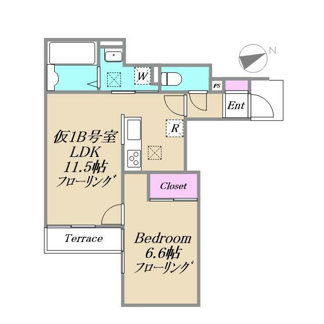 仮）Ｃｅｌｅｓｔｉａ鵠沼 1B号室 間取り