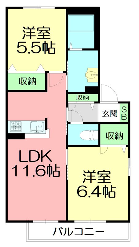 Ｃ・フラッツ 00201号室 間取り