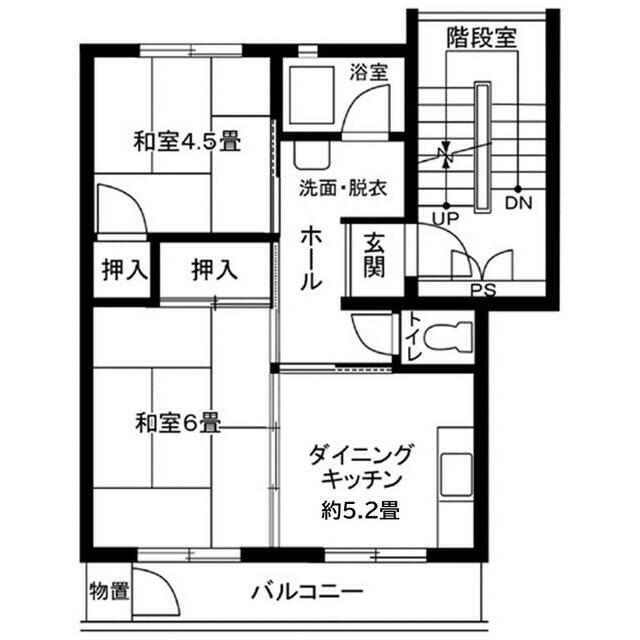 平塚田村第１　２号棟 235号室 間取り