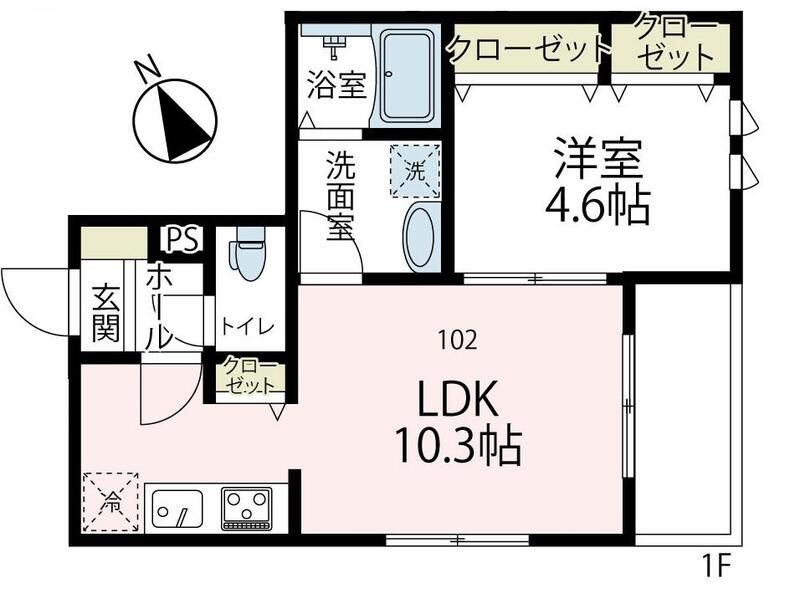 ミレットシップ 102号室 間取り