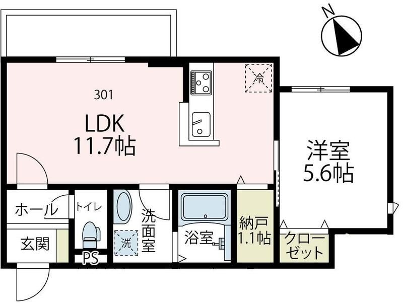 ミレットシップ 301号室 間取り