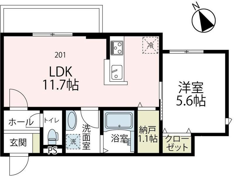 ミレットシップ 201号室 間取り