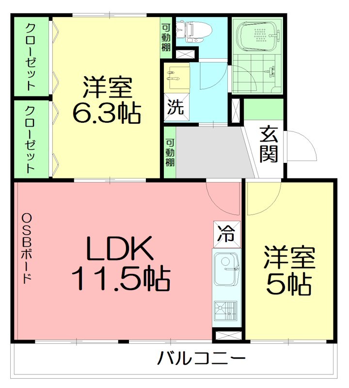 桃山コーポ２号棟 306号室 間取り