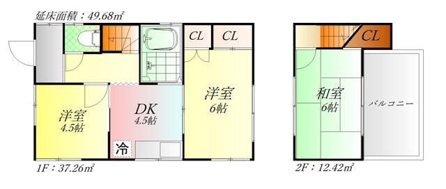 中田北貸家 間取り