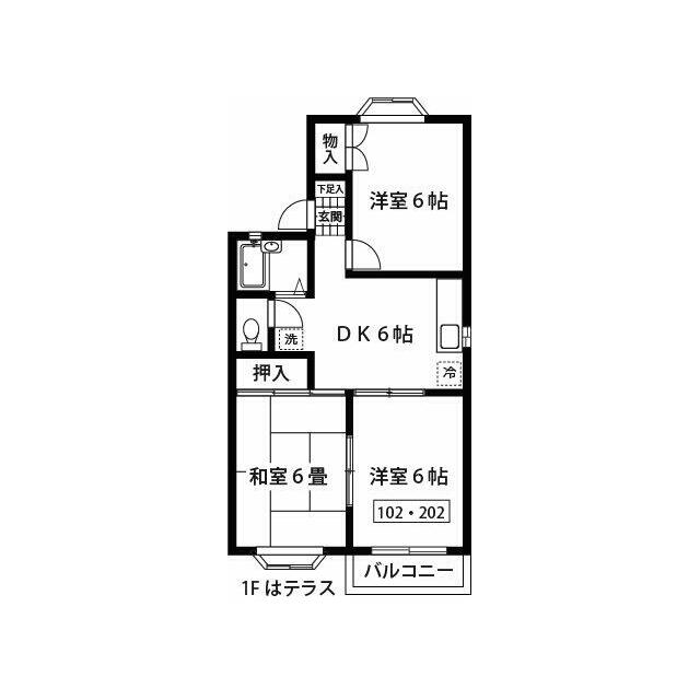メンバーズタウン厚木Ｇ棟 202号室 間取り