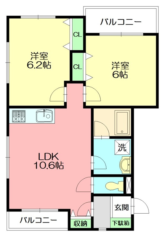 ウエストバレー弐番館 201号室 間取り