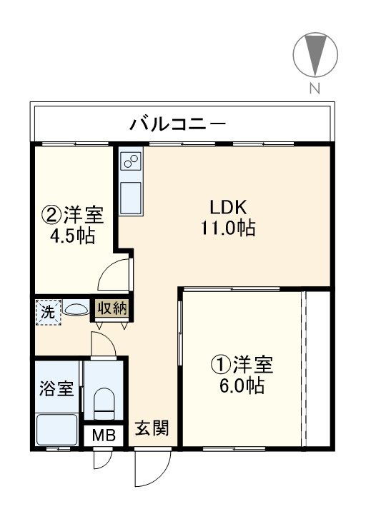 秋葉コーポ 202号室 間取り