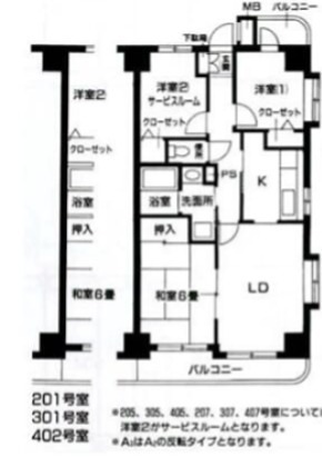 フェリースいずみ中央 201号室 間取り