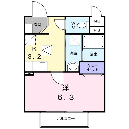 ソレイユ厚木 203号室 間取り