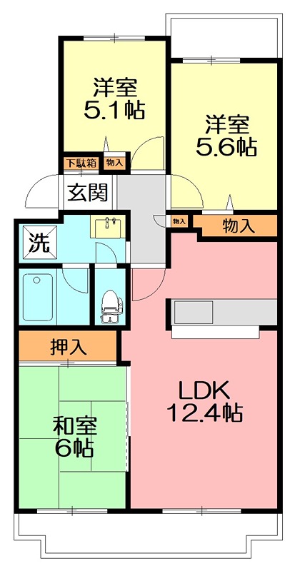 ヒルズ南戸塚4号棟 4-406号室 間取り