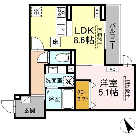 (仮称)D-ROOM鵠沼石上三丁目 102号室 間取り