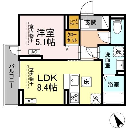 (仮称)D-ROOM鵠沼石上三丁目 105号室 間取り