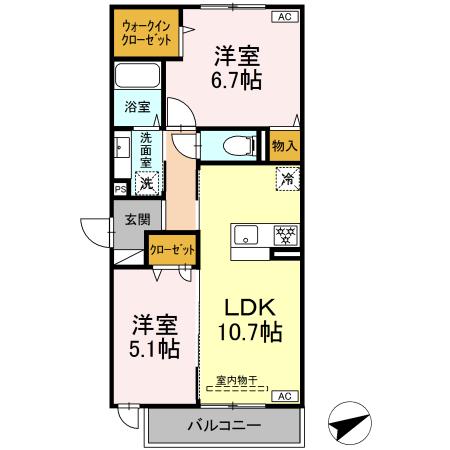 グリーンハウス 303号室 間取り