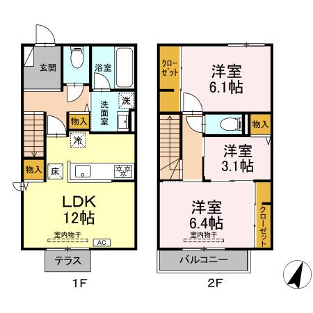 コート テラス 105号室 間取り