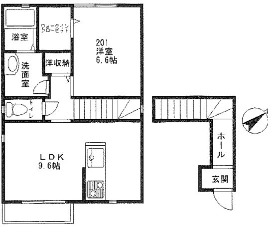 ハイツ花田 201号室 間取り