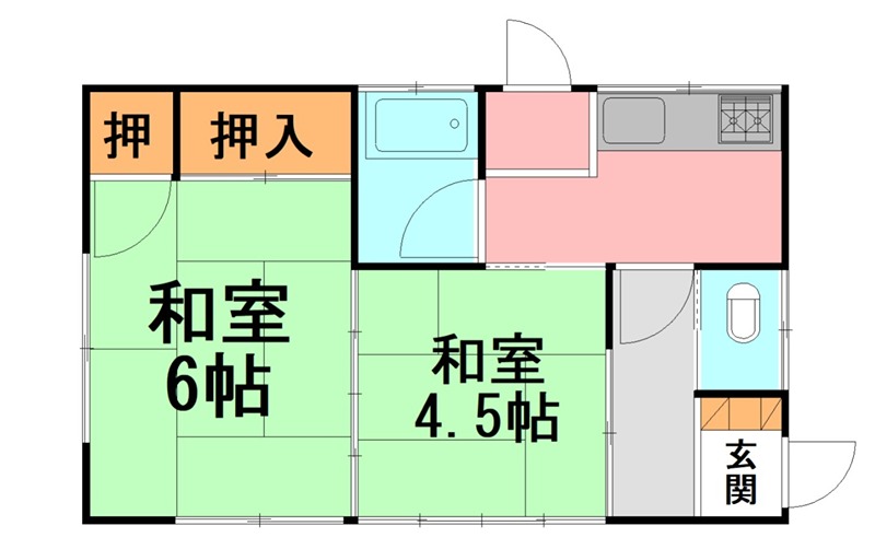 国府本郷　吉川貸家　西の３ 間取り