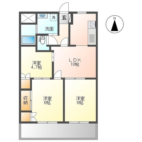 ガルサブランカ 102号室 間取り