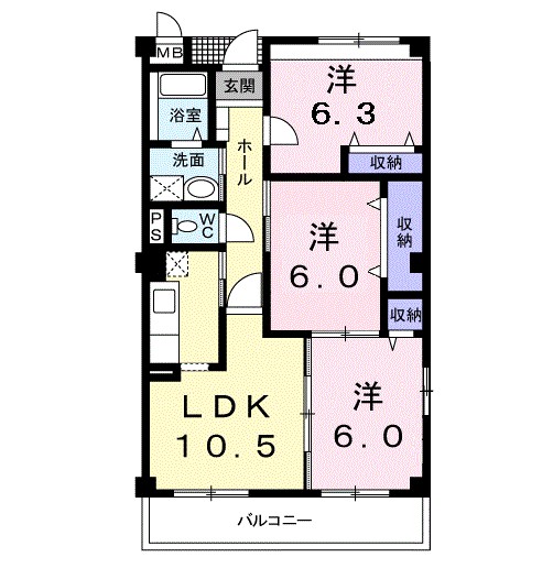 エヴァーグリーン 301号室 間取り