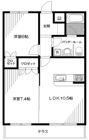 ヨコハマベルフラッツＮＯＲＴＨ＆ＳＯＵＴＨ 105号室 間取り