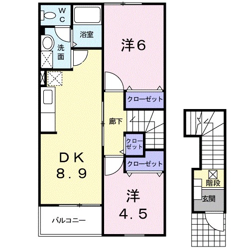 グリーングラス 202号室 間取り