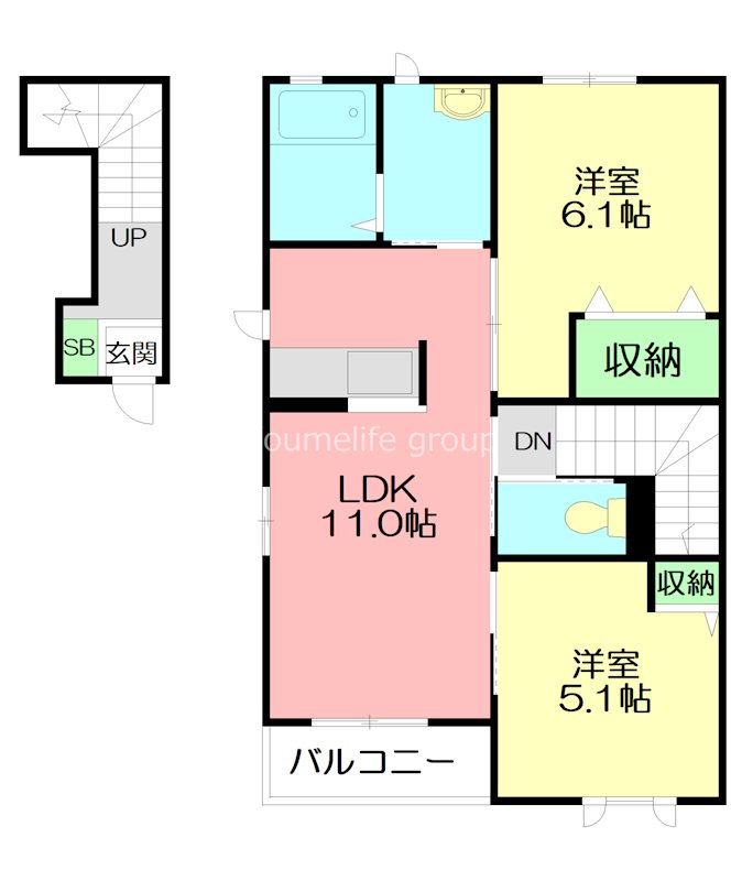 サニーハウス 00201号室 間取り