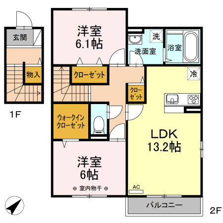 サニーコート 201号室 間取り