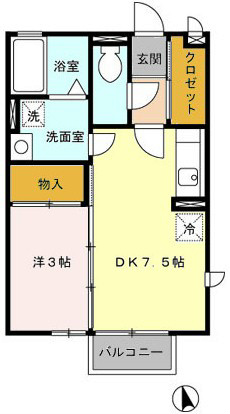 パルエクレール 103号室 間取り