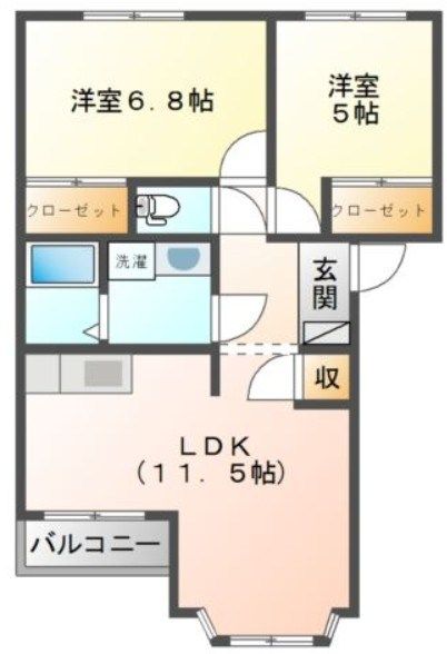 白鷺 102号室 間取り