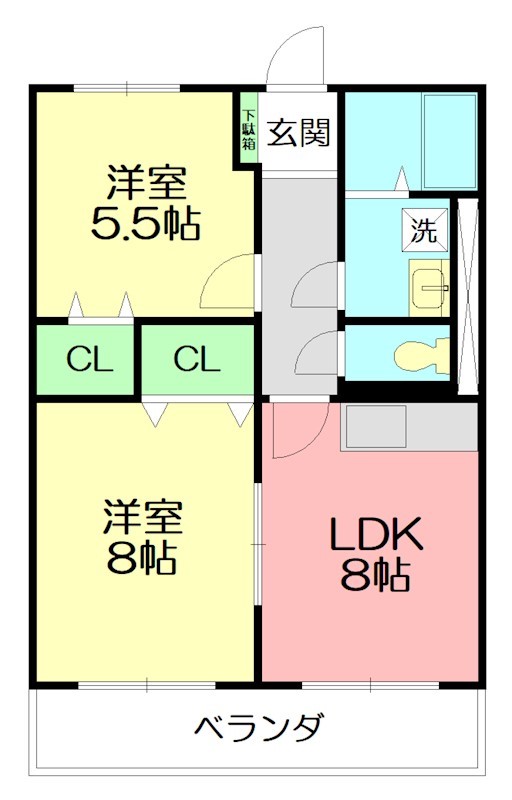 エクレール 102号室 間取り