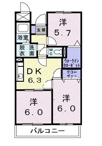 エスポワ－ルいずみ野 603号室 間取り