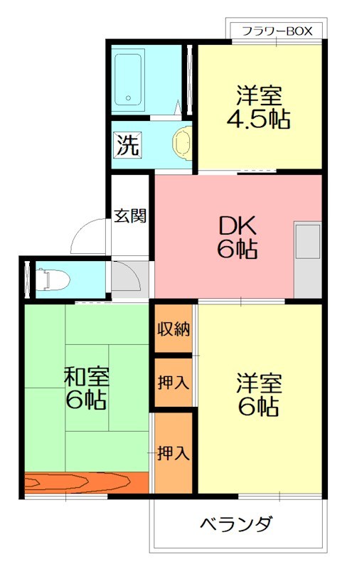 ハイツコスモスⅡ 202号室 間取り