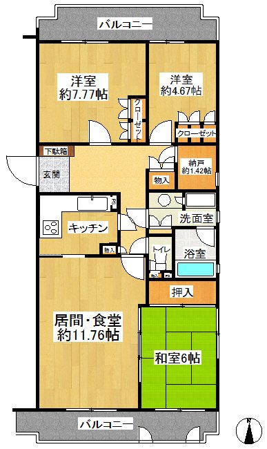 WING東戸塚 405号室 間取り