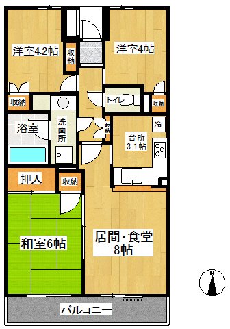 東戸塚パークホームズ弐番館 307号室 間取り