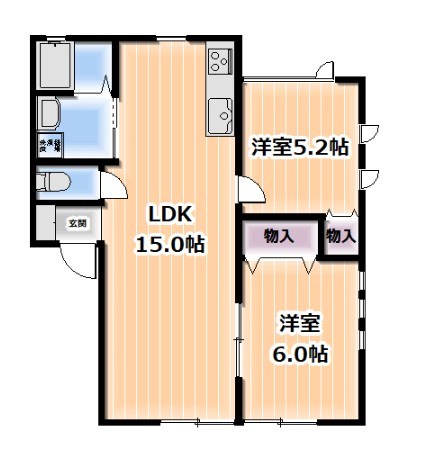 グリーンルームＢ棟 122号室 間取り