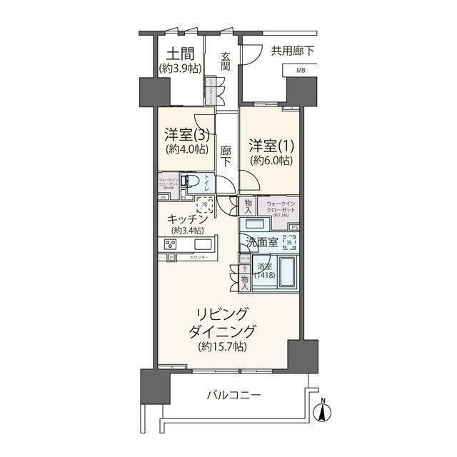 ザ・パークハウス本厚木 1504号室 間取り