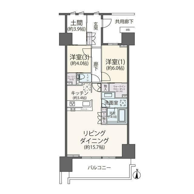 ザ・パークハウス本厚木 1504号室 間取り