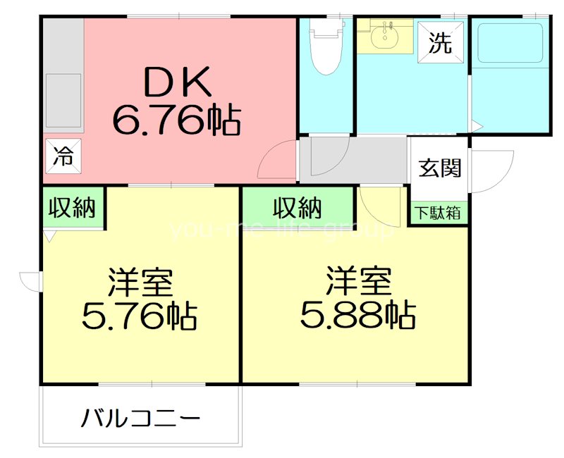 ランドコート　B棟   101号室 間取り