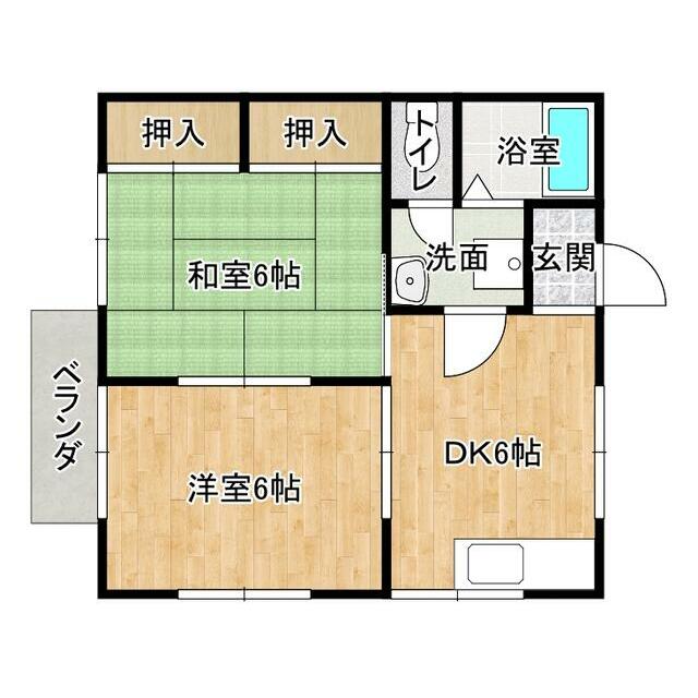 ハイハイツ 2-D号室 間取り